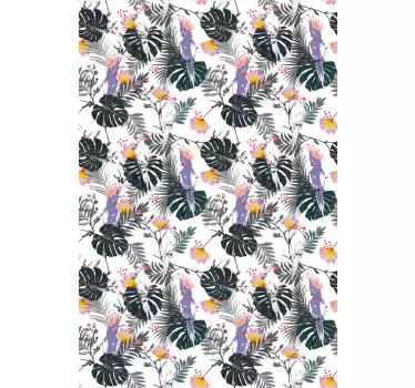 Klebefolie Dusche Lilia Papageien mit Blättern - TenStickers
