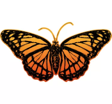 Wandtattoo schmetterling orange und schwarzes design - TenStickers