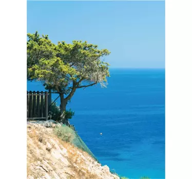 Duschkabinen Folie Wald mit felsen und meer - TenStickers