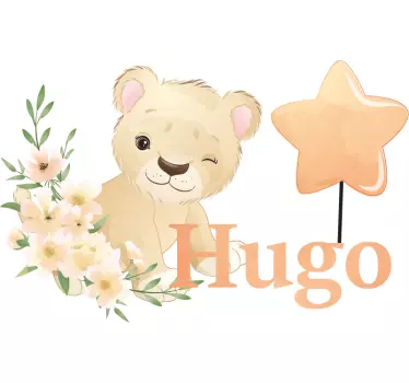 Wandstickers Kinderzimmer Süßer löwe für jungen mit Namen - TenStickers
