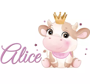Wandstickers Kinderzimmer Süße kuh für mädchen mit Namen - TenStickers