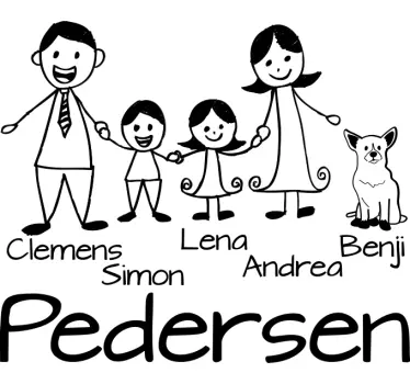 Text Aufkleber familien-strichmännchen-kunst - TenStickers