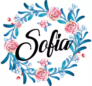Wandtattoo zuhause personalisierter blumenkranz - TenStickers