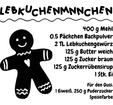 Wandsticker Lebkuchenmann Rezept - TenStickers