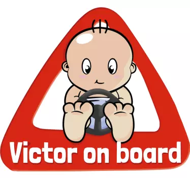 Lenkrad mit Namen Baby on Board Aufkleber - TenStickers