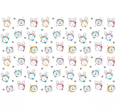 Aufkleber Wildes Tier Eulenkaninchenmuster - TenStickers