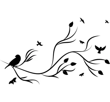 Wandtattoo Wald Zweig mit vögeln - TenStickers