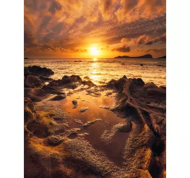 Klebefolie Dusche bewölkte sonnenuntergangslandschaft - TenStickers