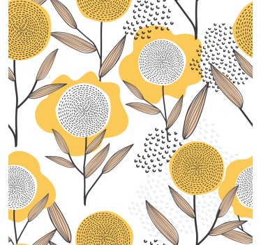 Wandtattoo floral gelbes abstraktes Blumenmuster - TenStickers