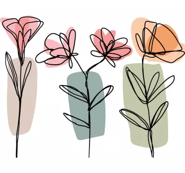 Wandtattoo Blume strichzeichnungen mit blumen - TenStickers