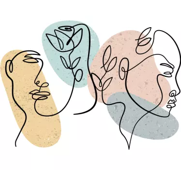 Wandtattoo Schlafzimmer strichzeichnungen von frauengesichtern - TenStickers