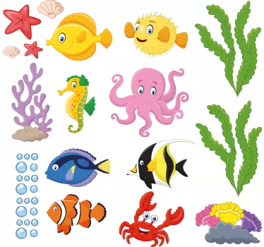 Wandtattoo Badezimmer cartoon-fische - TenStickers