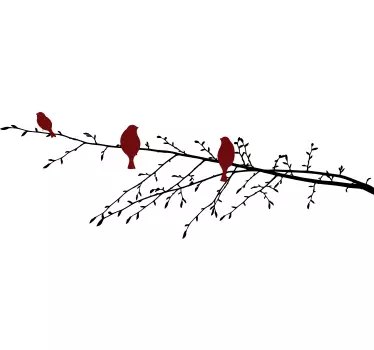 Wandtattoo Baum rote vögel auf zweig - TenStickers