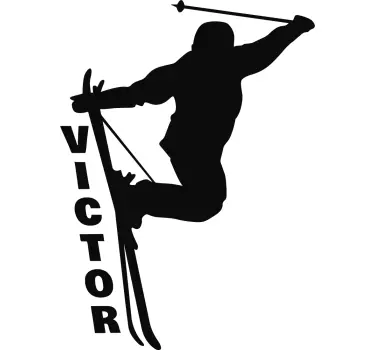 Anpassbarer Skifahrer Silhouette Wandtattoo - TenStickers