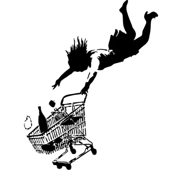 Banksy Einkaufswagen Kunst Wandaufkleber - TenStickers