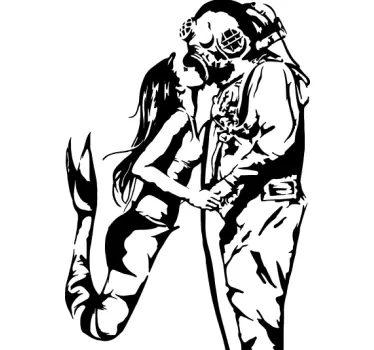 Banksy Wandtattoo Taucher&Meerjungfrau - TenStickers