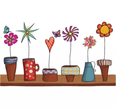 Blumen im Blumentopf Aufkleber - TenStickers
