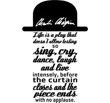 Charlie Chaplin Zitat Sticker - TenStickers