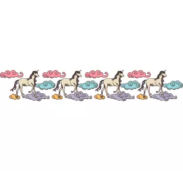 Einhorn Bordüre Wandtattoo - TenStickers