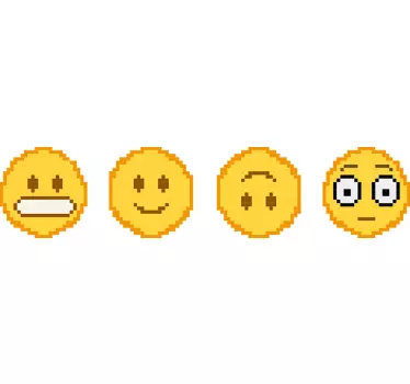 Emoji Pixel Wandaufkleber - TenStickers