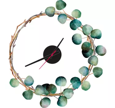 Eukalyptus Wanduhr Sticker - TenStickers