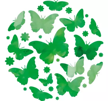 Grüne schmetterlinge wohnzimmer Wandtattoo - TenStickers