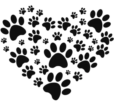 Hund Pfotenabdrücke Herz Wandtattoo - TenStickers