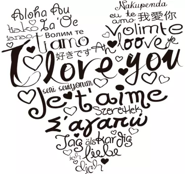 Ich liebe dich sprachen wandaufkleber - TenStickers