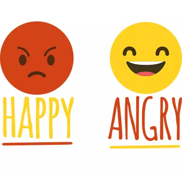 ironischen Wandtattoo Happy Angry - TenStickers