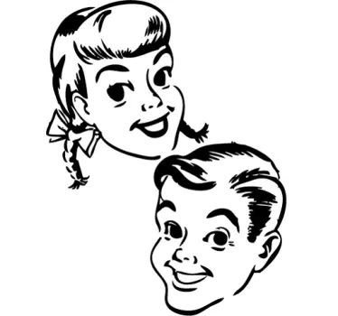 Junge und Mädchen Retro Sticker - TenStickers