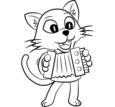 Katze mit Akkordeon Aufkleber - TenStickers