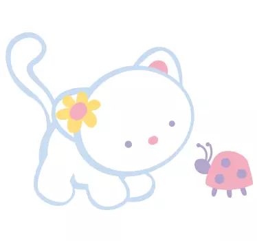 Katze mit Marienkäfer Wandtattoo - TenStickers