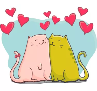 Katzen und Herzen Wandtattoo - TenStickers