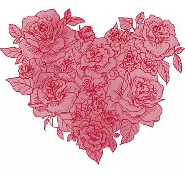 Wandtattoo Herz Valentinstag Rosen - TenStickers