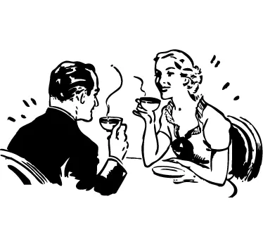 Paar beim Kaffeetrinken Aufkleber - TenStickers