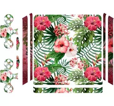 Blumen Sticker PS4 Skin Tropische Blumen - TenStickers