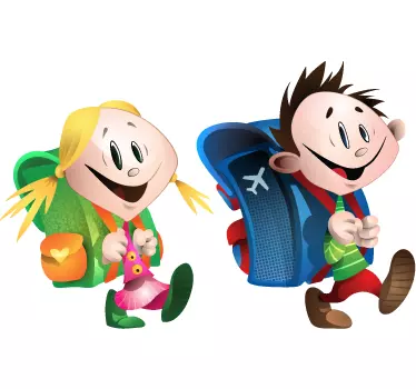 Schulkinder Paar Aufkleber - TenStickers