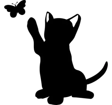 Silhouette Katze Schmetterling Wandtattoo - TenStickers