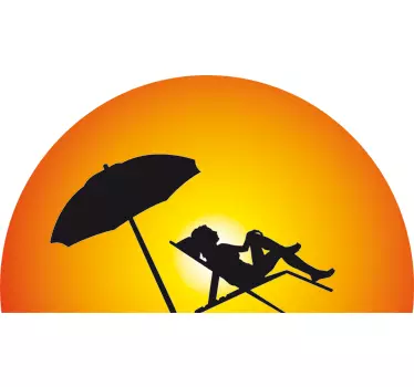 Sonne und Liegestuhl Aufkleber - TenStickers