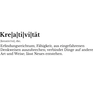 Wandtattoo Motivationsspruch Definition Kreativität - TenStickers
