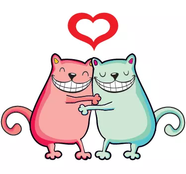 Umarmende Katzen Aufkleber - TenStickers