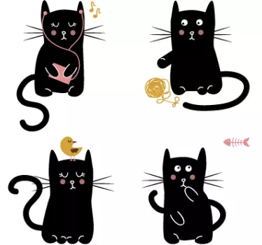 Vier schwarze Katzen Aufkleber - TenStickers