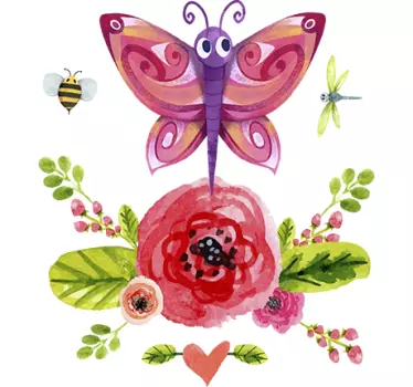 Wandaufkleber Zeichnung Schmetterling - TenStickers