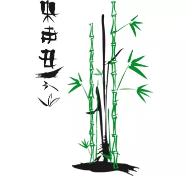 Wandtattoo Bambus und chinesische Schriftzeichen - TenStickers