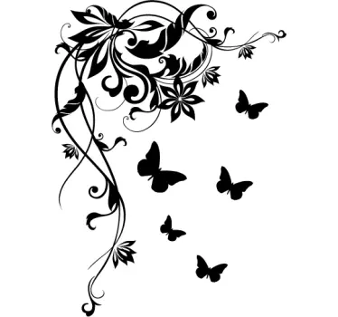 Wandtattoo Blumen und Schmetterlinge - TenStickers