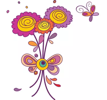 Wandtattoo Blumen und Schmetterlinge - TenStickers