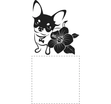 Wandtattoo Chihuahua mit Blume - TenStickers