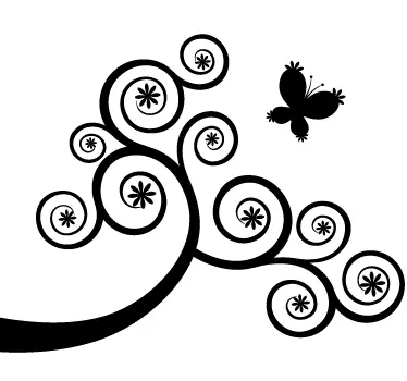 Wandtattoo Dekorativer Baum mit Schmetterling - TenStickers