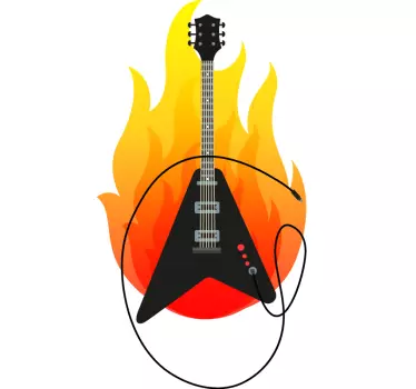 Wandtattoo E-Gitarre und Flamme - TenStickers