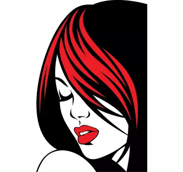 Wandtattoo Frau mit roten Haaren und Lippen - TenStickers
